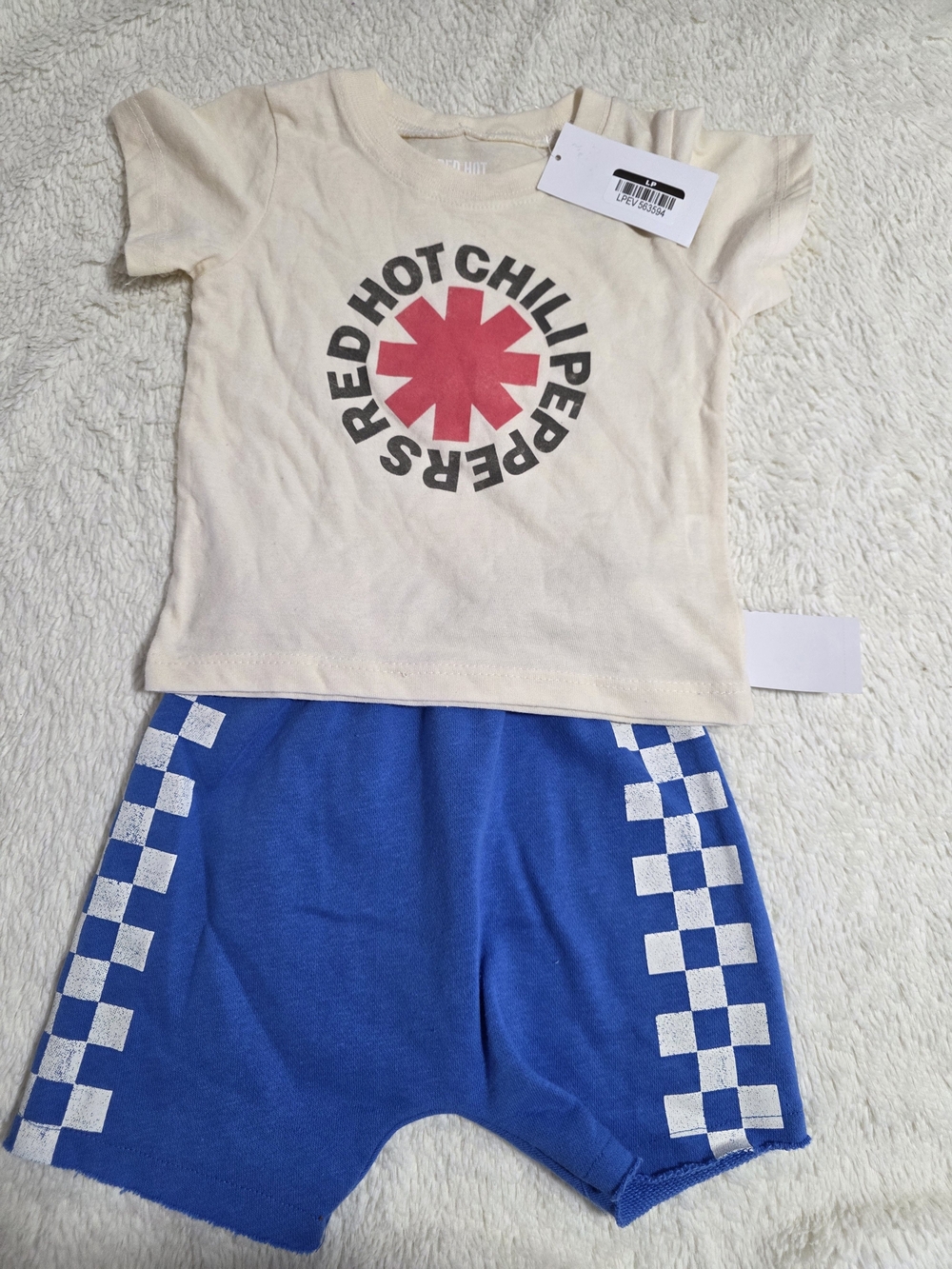 Red Hot Chili Peppers Tee & Grayson Blue Check Shorts Set Size 12M